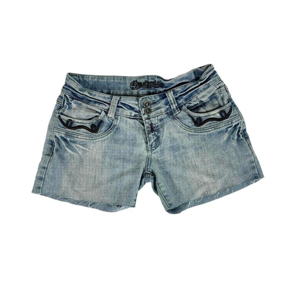 y2k low waisted denim shorts embroidered pockets gardenia 28" waist eur 38 indie